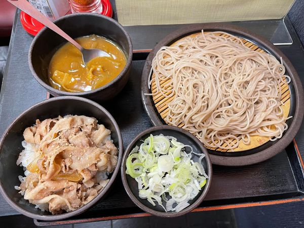 「豚丼セット＋カレールー(クーポン)」@ゆで太郎 湊店の写真