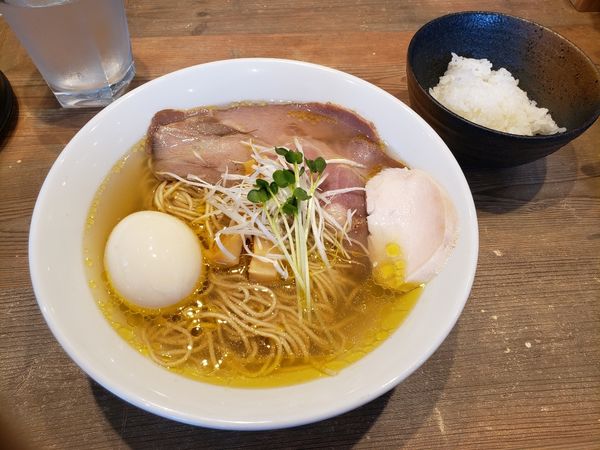 「特製だし麺  塩　ご飯 小」@だし麺屋 ナミノアヤの写真