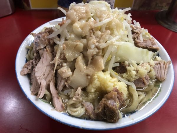 「小ラーメン W豚入り ヤサイ ニンニク アブラ」@ラーメン二郎 目黒店の写真