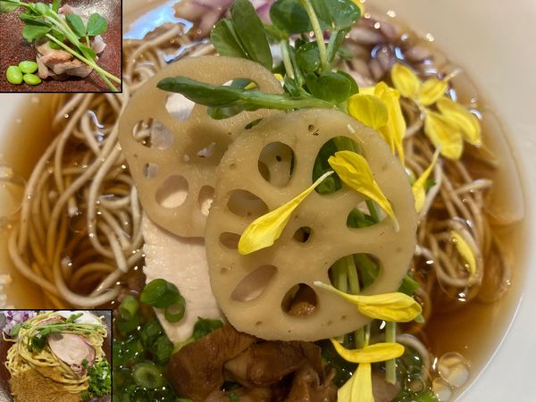 「松茸と水(窯焼き肉盛り)＋替玉(赤雲丹のソース)」@論露に不二の写真