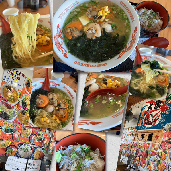 「ホタテ塩バターコーンラーメン800円＋ﾐﾆシラス丼（無料）」@お食事処 千屋の写真