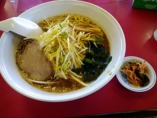 「ネギラーメン720円+大盛り120円　キムチ無料」@ラーメンショップ 福島西店の写真