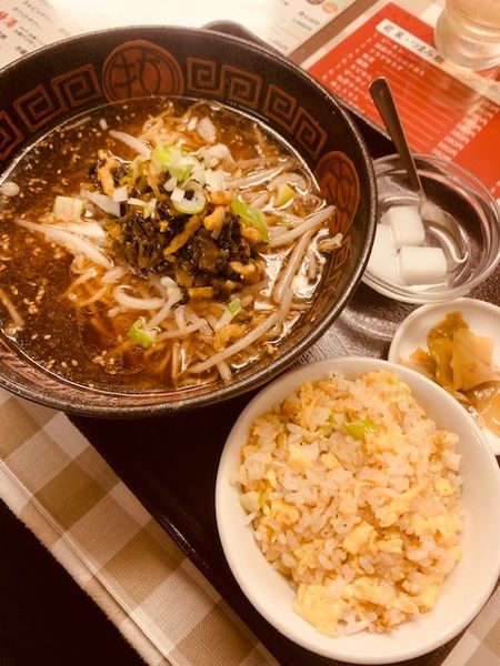 「高菜らーめん＆半チャーハン 600円」@両国 中華食堂 光の写真