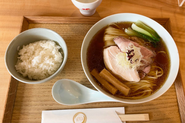 「地鶏そば & 白飯小」@自家製麺と定食 弦乃月の写真
