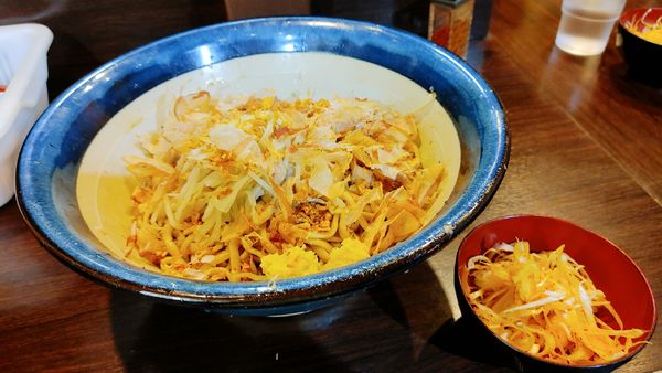 「麺増し６００ｇ・汁なし・生姜・ピリ辛ネギ　￥１３００」@ピコピコポンの写真