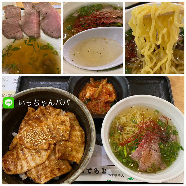 「ハーフ冷やし牛麺とふらの豚丼セット 1350円」@マルハのカルビ丼 ららぽーと富士見店の写真