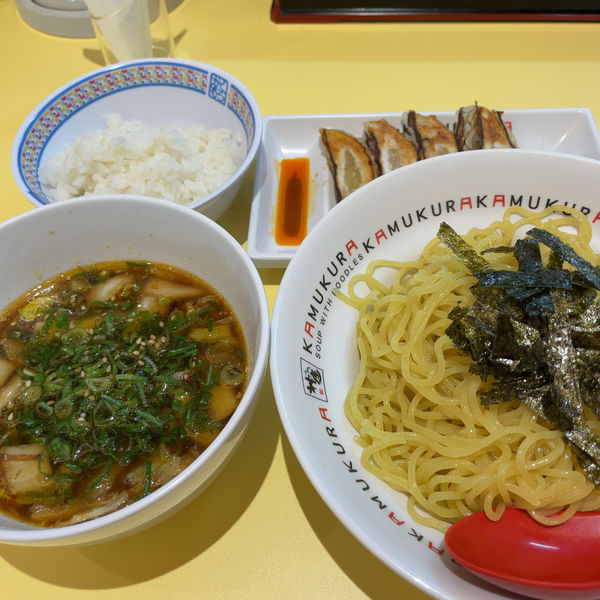 「つけ麺(麺冷やし)+ぎょうざセット」@どうとんぼり神座 住之江店の写真