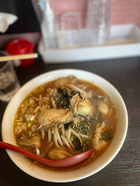 「かきラーメン(赤味噌)」@サッポロ香蘭 三沢店の写真