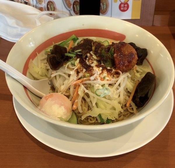 「名古屋発台湾野菜まぜめん 辛シビ系 ロカボ麺」@幸楽苑 千葉おゆみ野店の写真