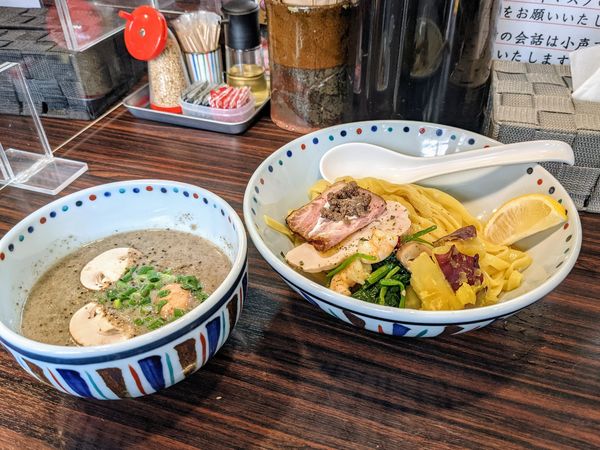 「ブラウンマッシュルームのポタージュつけ麺」@らー麺 あけどやの写真
