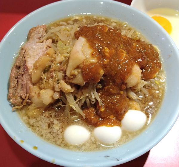 「フュージョン＋生卵」@蒙麺 火の豚の写真