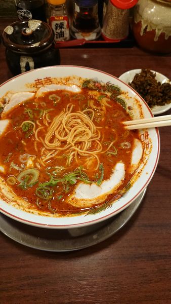「福ヤ辛かラーメン」@久留米ラーメン 福ヤ 南越谷店の写真