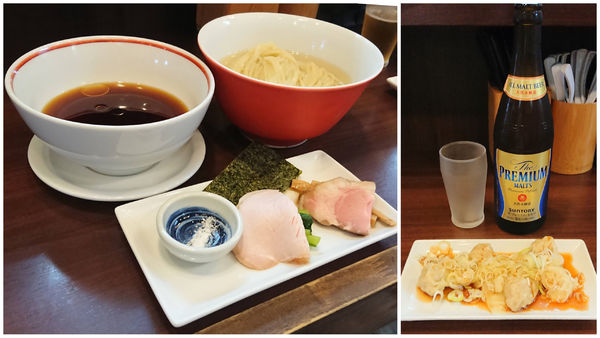 「つけめん＋皿ワンタン＋ビール」@とものもとの写真