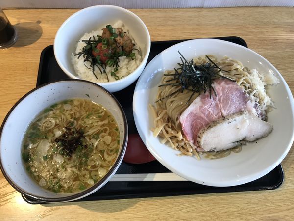 「塩つけそば&うに明太子ご飯」@麺ゃこもんの写真