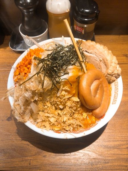 「まぜそばフュージョン」@火の豚 人形町駅前店の写真