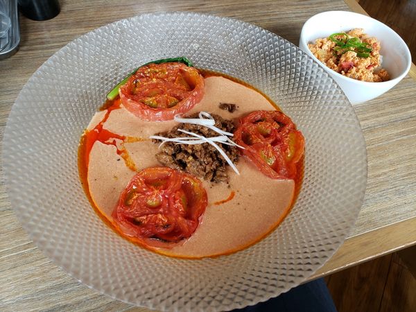 「【限定】焼きトマト冷やし担々麺+トマ玉丼」@中華そば 和渦 TOKYOの写真