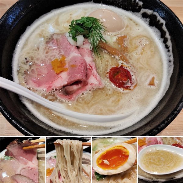 「混合ダブルス(鯛白湯×鶏白湯)＋味玉＝1200円」@中華ソバ ビリケンの写真