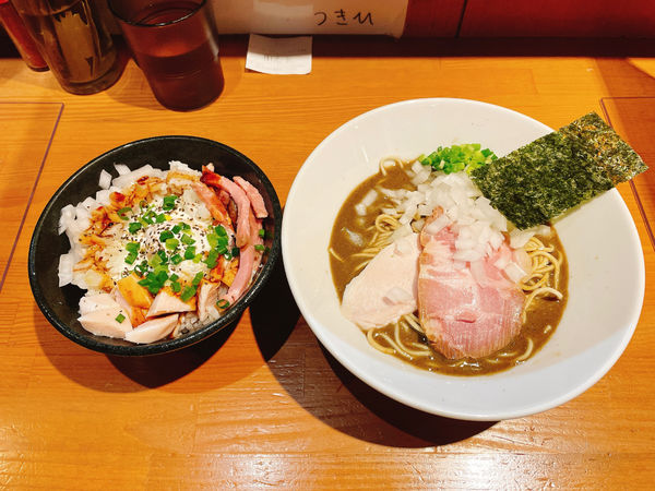 「濃厚蕎麦900円+肉飯300円+和え玉200円」@亀戸煮干中華蕎麦 つきひの写真