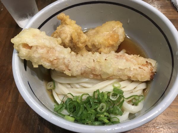 「冷(並盛)とり天&ちくわ天ぶっかけ」@おにやんまの写真