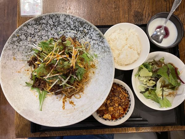 「秋の冷やし汁なし坦々麺ポルチーニ風味+麻婆豆腐」@炎神の写真
