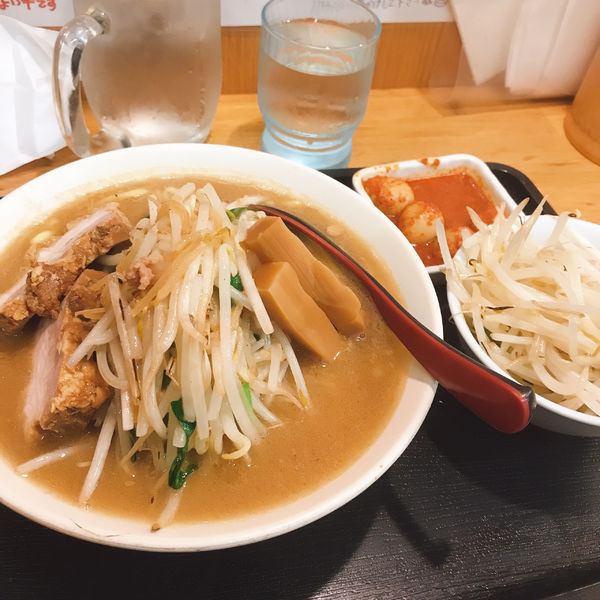 「味噌ラーメン チンピラ玉子 野菜中盛」@味噌麺処 花道庵の写真