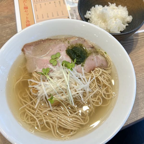 「だし麺 塩＋ごはん小×２」@だし麺屋 ナミノアヤの写真
