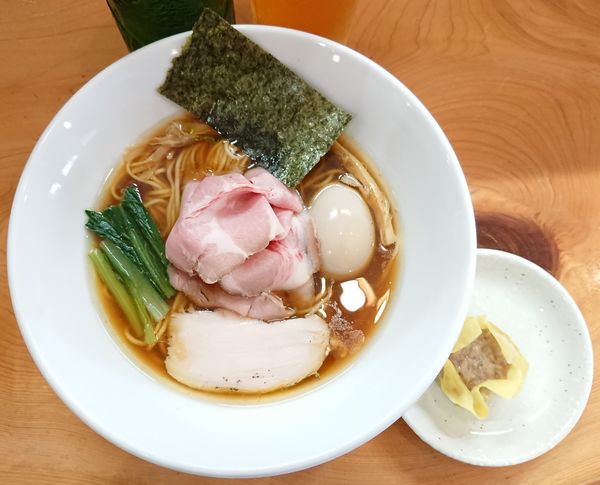 「味玉鶏そば＋特製シュウマイ2個＋ハートランド」@麺屋BISQの写真