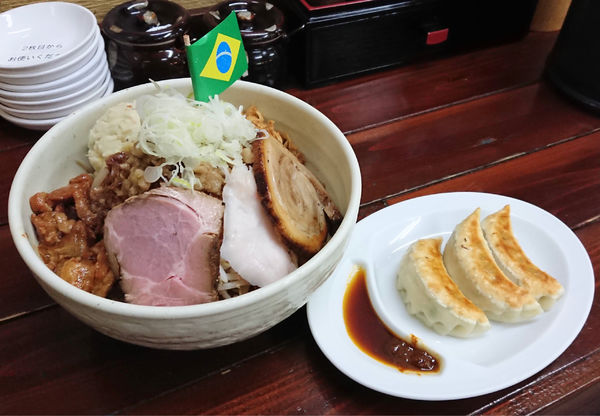 「【限定】並商まぜそば(大盛)＋ぎょうざ3個」@餃子の並商 都賀店の写真