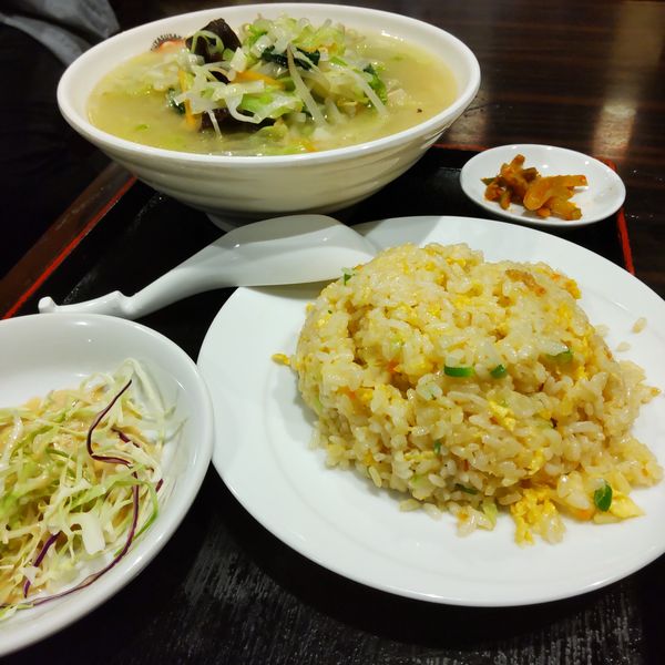 「野菜湯麺＋小炒飯（￥500）※」@マルヤス酒場 蒲田店の写真
