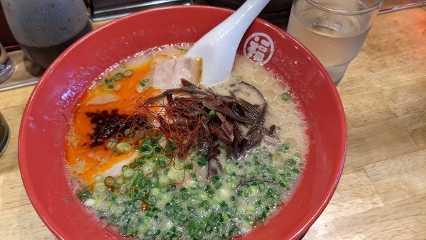 「赤辛辛ラーメン　替え玉」@豚骨らーめん 福の軒 秋葉原店の写真