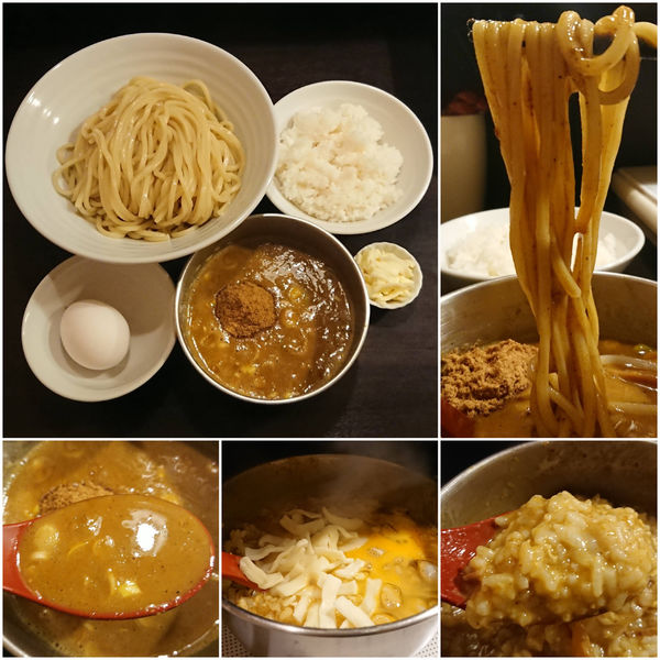 「カレーつけ麺＋大盛り＋ごはん並＋〆のリゾット用チーズ」@極濃つけ麺 プルプル55の写真