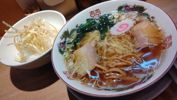 「朝のラーメン６００円&ネギライス２００円」@中華そば ふるいちの写真