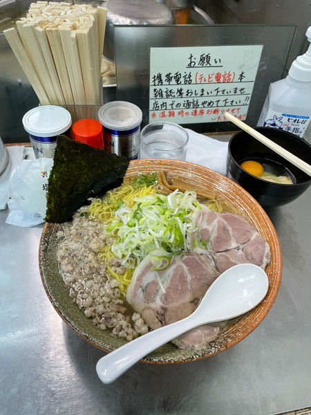 「ゆりかごホタテ出汁塩大盛り＋ホタテディップ×2」@覆麺 智の写真