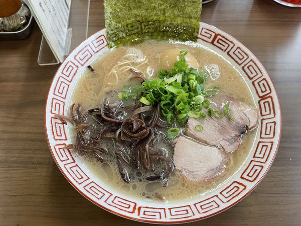 「らーめん＋煮卵」@博多長浜らーめんもりやの写真