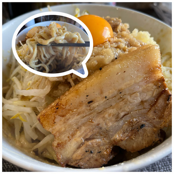 「【限定】MISOG 汁なし900円追い飯付きニンニクアブラ」@麺丼Dining 夢者の写真