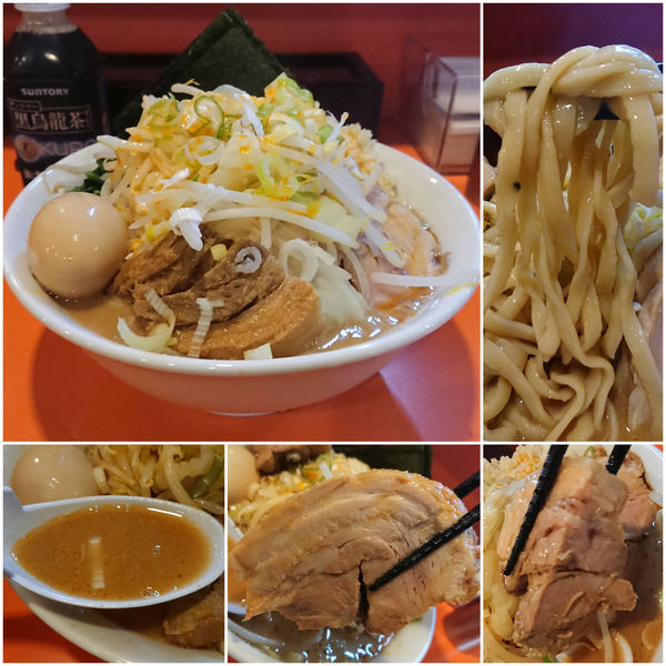 「らーめん豚1枚(ﾔｻｲﾆﾝﾆｸﾈｷﾞﾗｰﾕ)＋海苔＋レン草」@ちばからの写真