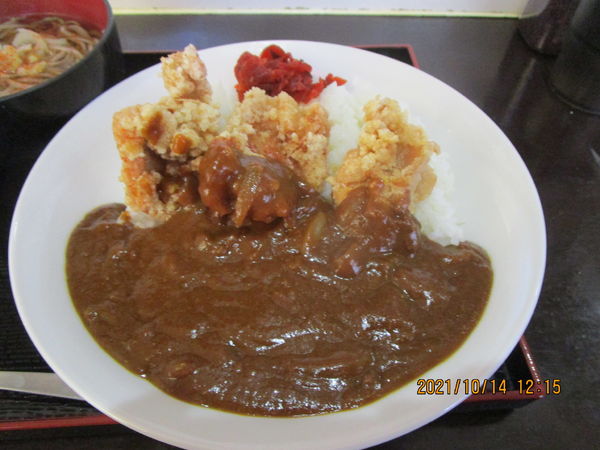 「唐揚げカレー定食 600円」@そば・うどん たぬきの写真