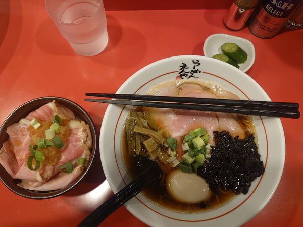 「醤油ラーメン・味玉・チャーシュー飯」@らーめん えんやの写真
