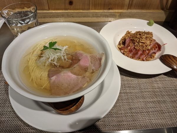 「塩そば&肉めしセット1000円」@成城青果の写真