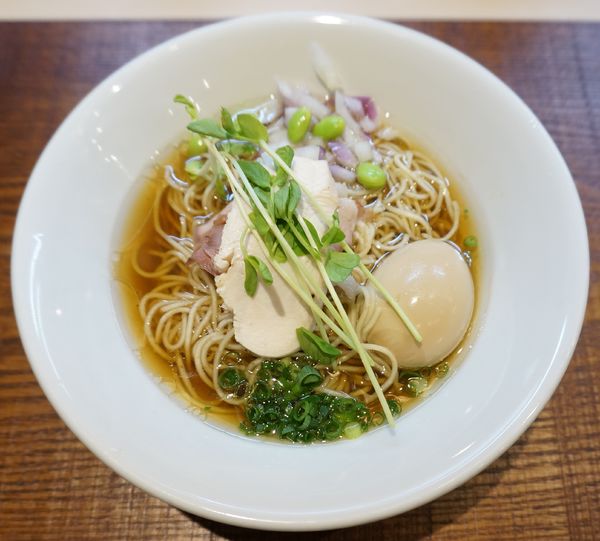 「【限定】蛤とポルチーニ油＋味玉＋替玉 茸のジュノベーゼ」@論露に不二の写真