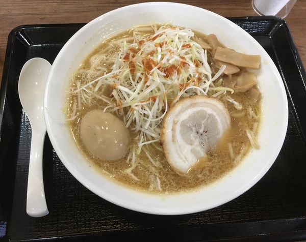 「白味噌辛ネギラーメン(大盛＋玉子‗690￥)」@北海道らぁめん伝丸 6号ひたちなか田彦店の写真