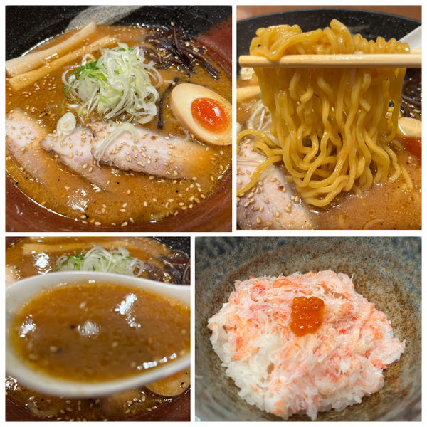 「【吉山商店】焙煎ごまみそらーめん1200円特選かに飯500円」@ラーメンWalkerキッチンの写真