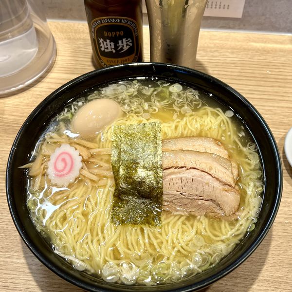 「特製鶏塩そば＋独歩ビール」@麺や独歩 昭島本店の写真