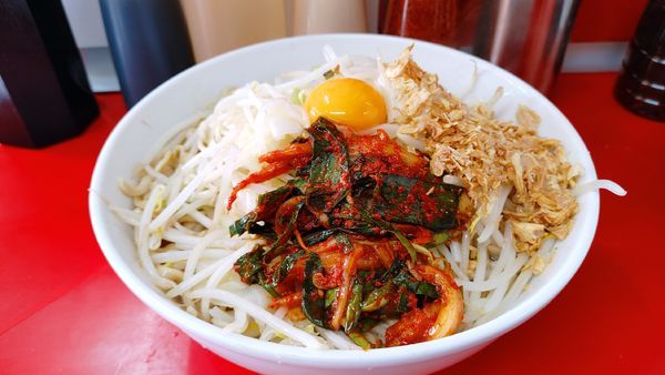 「大・汁なし・九条ネギキムチ（そのまま）￥１０８０」@ラーメン二郎 湘南藤沢店の写真