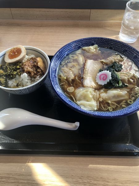 「醤油肉ワンタン麺　セット」@ワンタン屋 今福商店の写真
