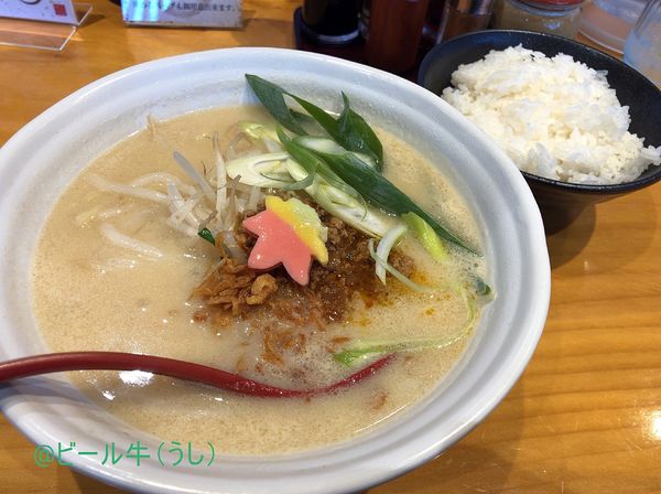 「西京味噌らーめん(836円)、ライス中(165円)」@味噌らーめん専門店 蔵出し味噌 門左衛門 西浦和店の写真