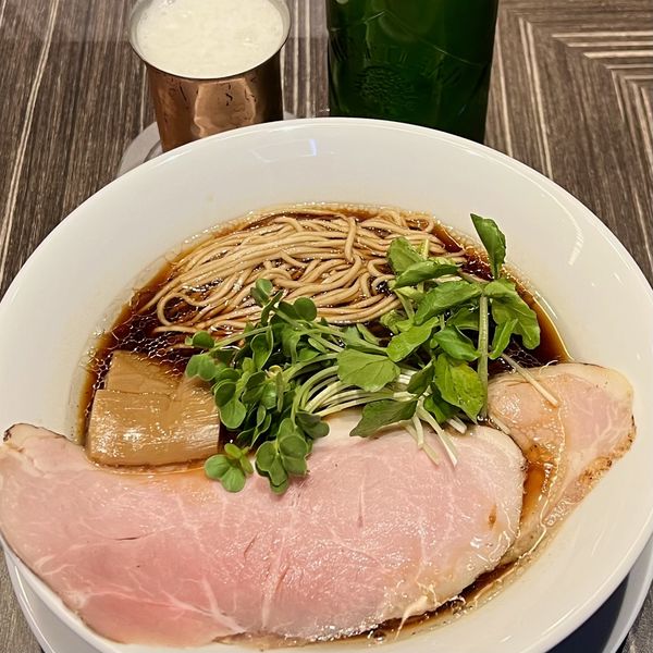 「中華蕎麦 熟成醤油＋ハートランドビール小瓶」@中華蕎麦 三藤の写真