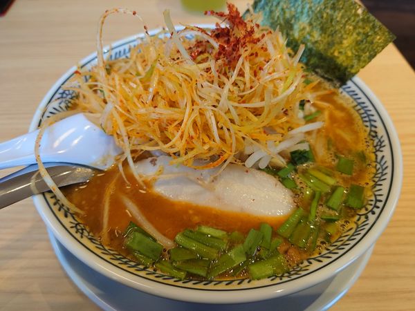 「辛ねぎ味噌ラーメン(税込979円)+小ごはん110円」@丸源ラーメン 新座片山店の写真