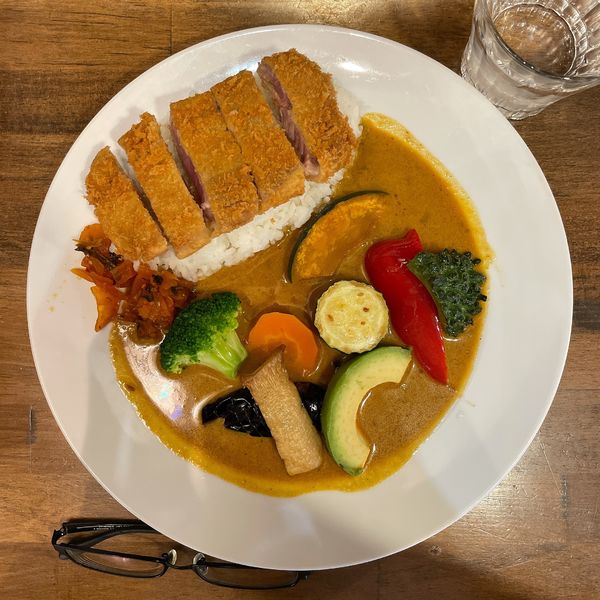 「牛カツ＆野菜ハーフカレー」@ベイリーフの写真