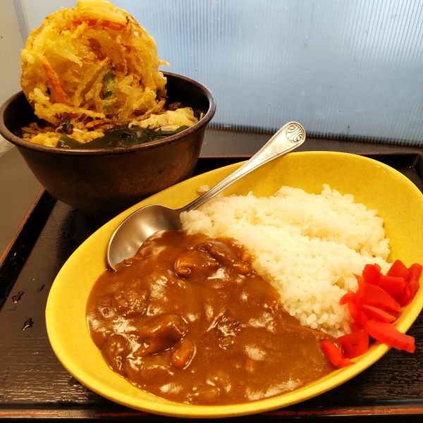 「カレーセット（￥600）＋かき揚げ（クーポン）」@ゆで太郎 久が原店の写真
